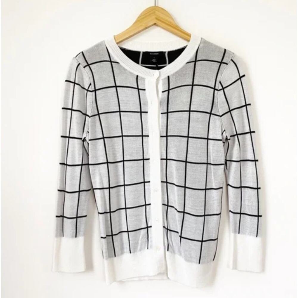 Nwt Halogen Windowpane Button Front Cardigan Small - image 2